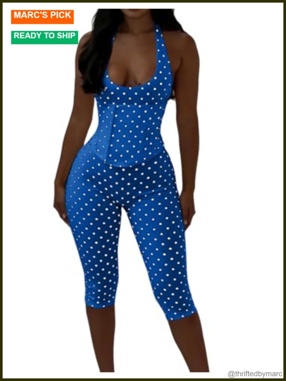 Sexy Polka Dot Halter Neck Backless Bodycon Jumpsuit Romper for Women